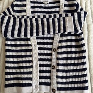 J. Crew Black and White Striped Cardigan